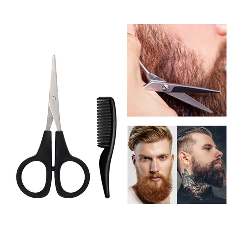 ·1Pc Mens Beard Mustache Comb  - Trimming Scissor Set ulasan dan harga