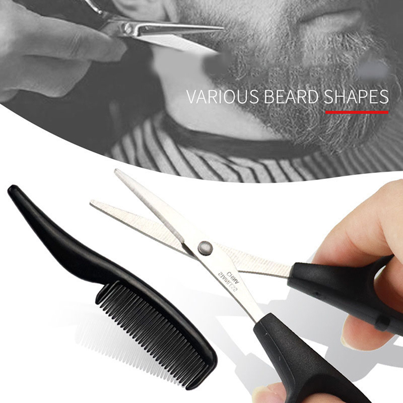 ·1Pc Mens Beard Mustache Comb  - Trimming Scissor Set ulasan dan harga